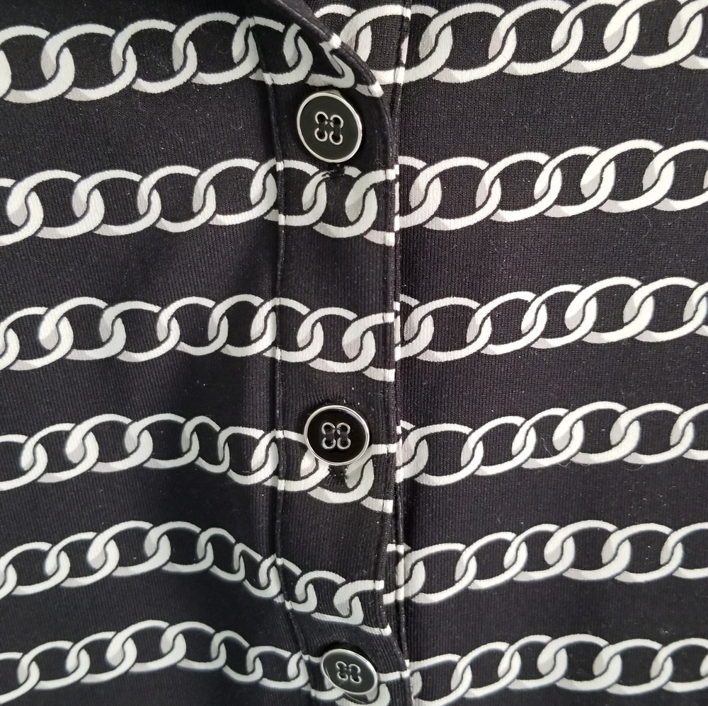 J. McLaughlin Black White Shirt with Enamel Buttons Catalina Cloth - Picture 4 of 6